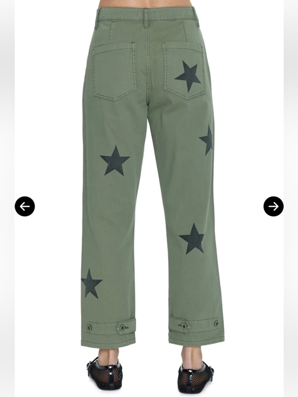 Anthropologie Olive Green Terry Star Utility Pants - size 26 - Picture 2 of 12